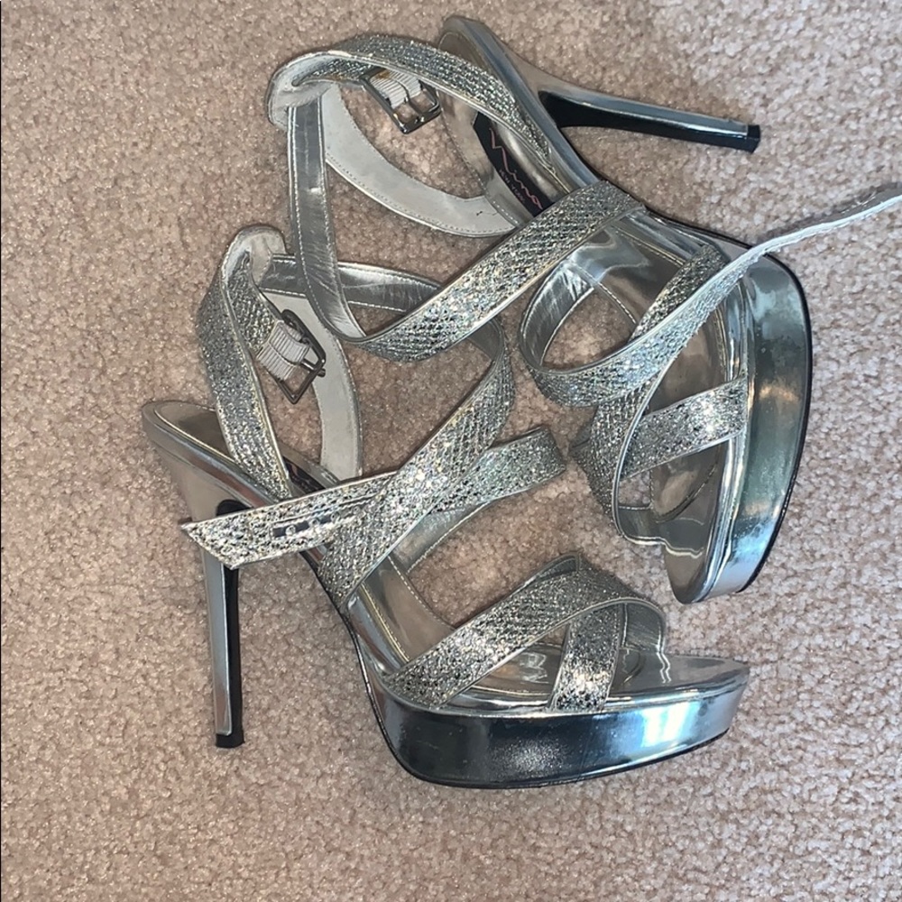 Nina silver stilettos